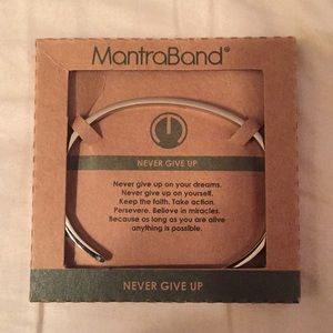 MantraBand “Never Give Up” Silver Bracelet